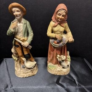 2 Homeco Vintage Porcelain Figurines Old Man & Woman #8884‎ & #1417